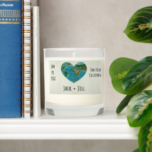 Personalized Map Heart Destination Wedding Favor Scented Candle