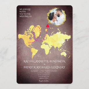 Personalized Map of Love Journey Wedding Invitation
