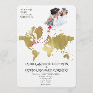 Personalized Map of Love Journey Wedding Invitation