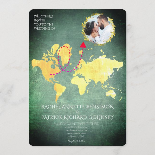 Personalized Map of Love Journey Wedding Invitation (Front)