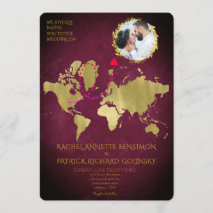 Personalized Map of Love Journey Wedding Invitation
