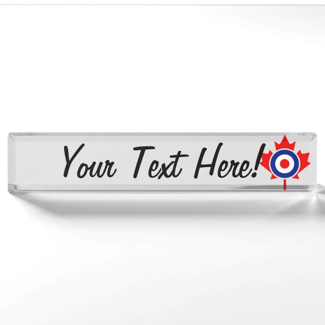 Personalized Maple Leaf Roundel Mod CANADA Desk Name Plate (Front)