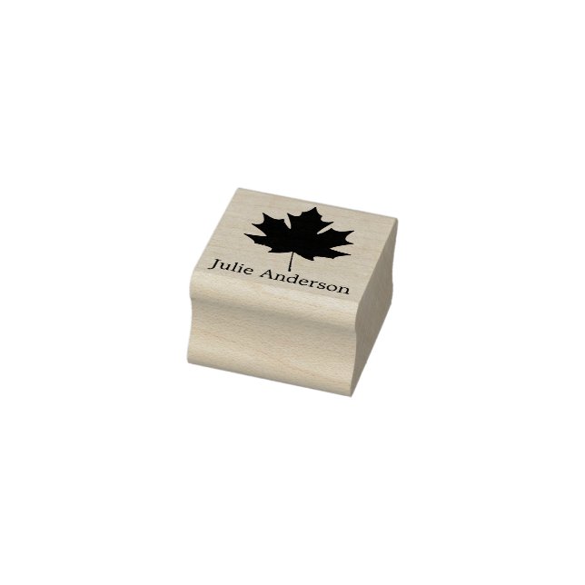 Personalized Maple Leaf wood art rubber stamp (Stamp)