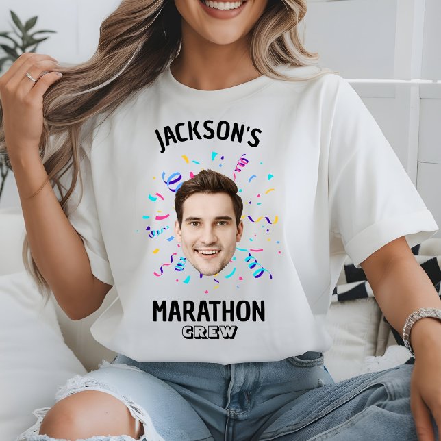 Personalized Marathon Crew Custom Face Runner Team T-Shirt (Creator Uploaded)