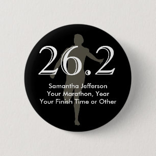 Personalized Marathon Runner 26.2 Keepsake Black Button