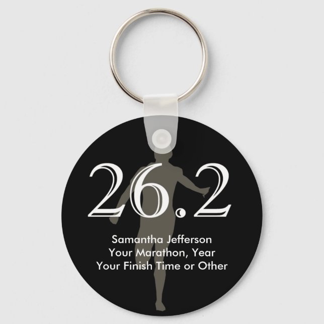 Personalized Marathon Runner 26.2 Keepsake Black Keychain (Front)