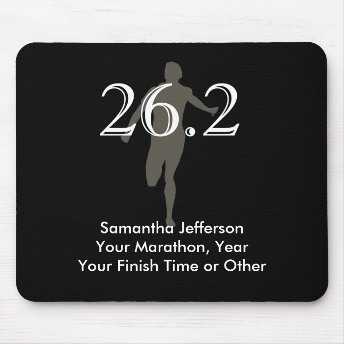 Personalized Marathon Runner 26.2 Keepsake Black Mousepads