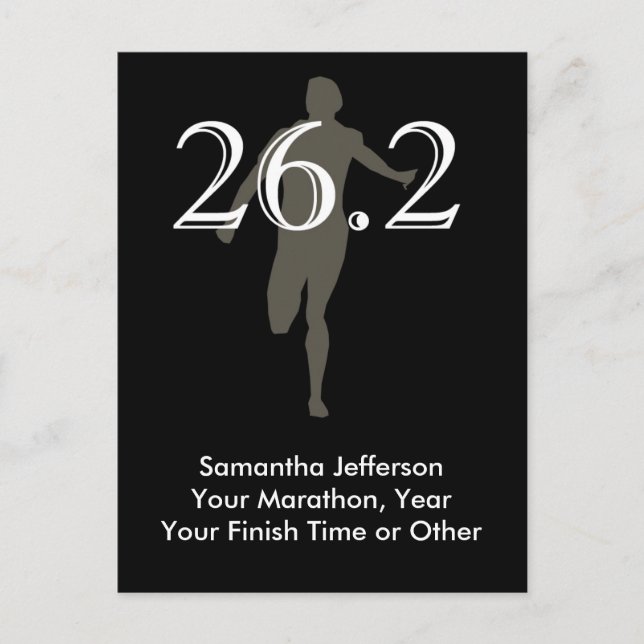Personalized Marathon Runner 26.2 Keepsake Black Postcard (Front)