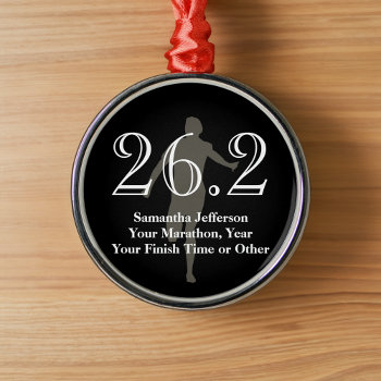 Personalized Marathon Runner 26.2 Keepsake Medal Metal Ornament by cutencomfy at Zazzle