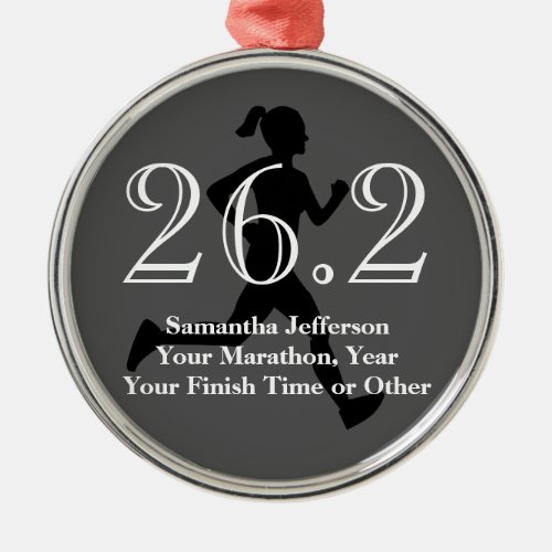 Personalized Marathon Runner 262 Womens Medal Metal Ornament