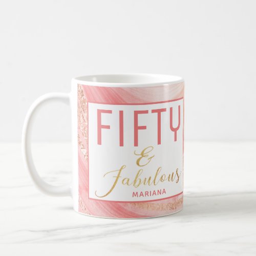 Personalized Marble 50 and Fabulous Birthday Mug