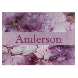 Personalized Marble Look Glass Cutting Board