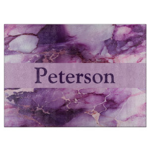 Personalized Marble Look Glass Cutting Board