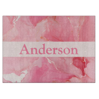 Personalized Marble Look Glass Cutting Board