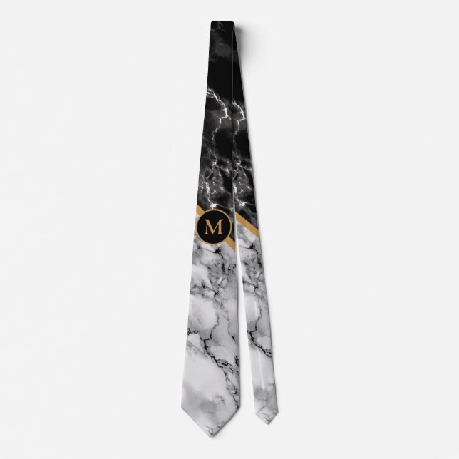 Personalized Marble Neck Tie with Custom Letter (Front)