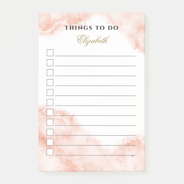 Personalized Marble Peachy Terracotta To Do List Post-it Notes (Front)