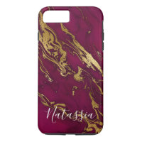 Personalized Marble Phone Case Burgundy