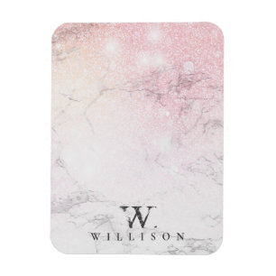 Personalized Marble rose Glitter Magnet