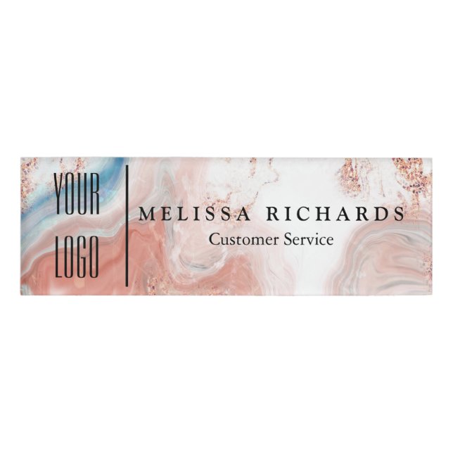 Personalized Marble Small Name Badge (Front)