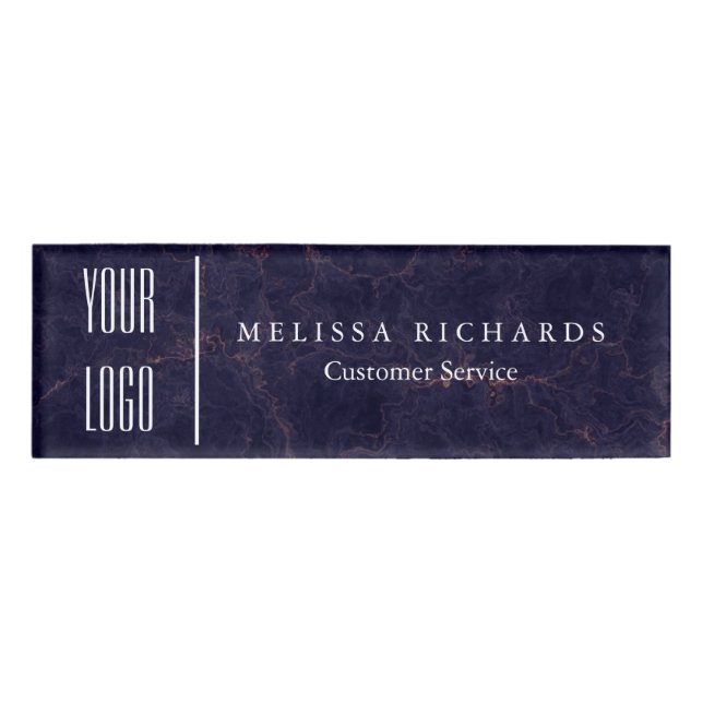Personalized Marble Small Name Badge (Front)