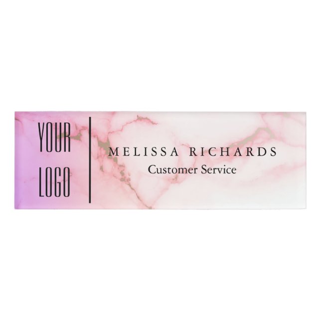 Personalized Marble Small Name Badge (Front)