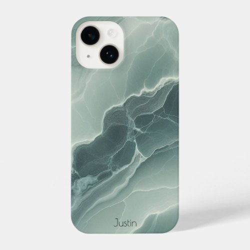 Personalized Marble Stone Phone Case Green iPhone 14 Case