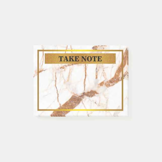 Personalized Marble Take Note with gold border (Front)