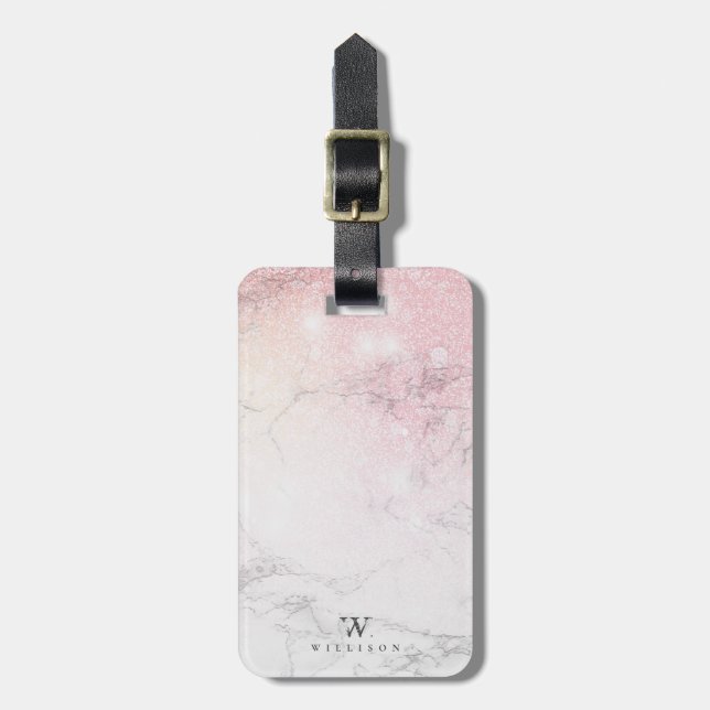 Personalized Marble with glitter details Luggage Tag (Front Vertical)