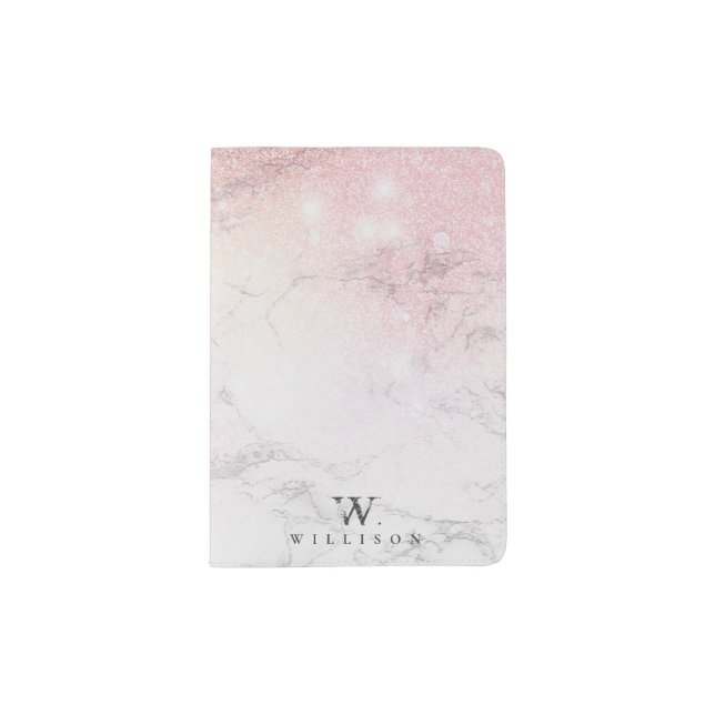Personalized Marble with glitter details Passport Holder (Front)