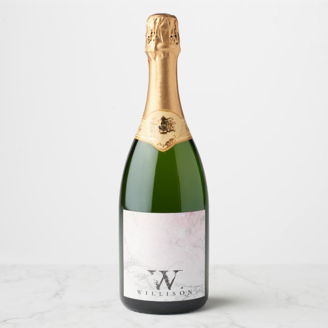 Personalized Marble with glitter details Sparkling Wine Label (Front)