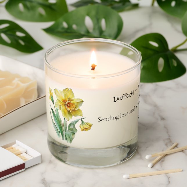 Personalized March Birth Flower Birthday Gift Scented Candle (Lit)