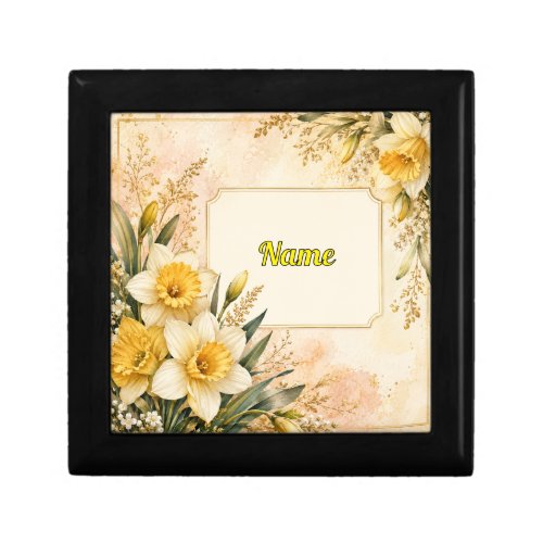 Personalized March Birth Flower Daffodil Gift Box