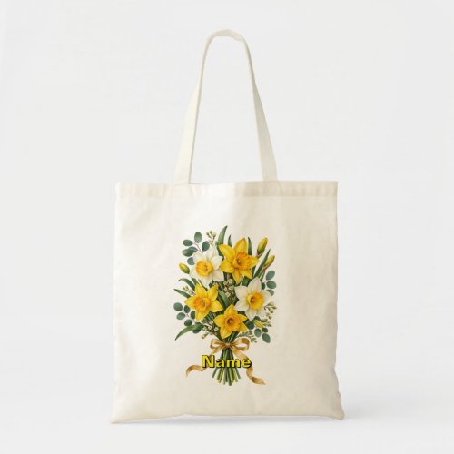 Personalized March Birth Flower Daffodil Tote Bag