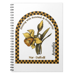 Personalized March Birth Month Flower Notebook