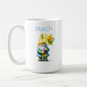 Personalized March Birth Month Garden Gnome Coffee Mug