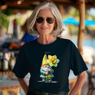 Personalized March Birth Month Garden Gnome T-Shirt