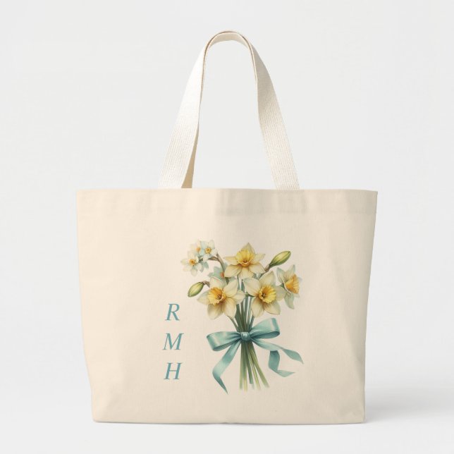 Personalized March Daffodil Tote Bag (Front)