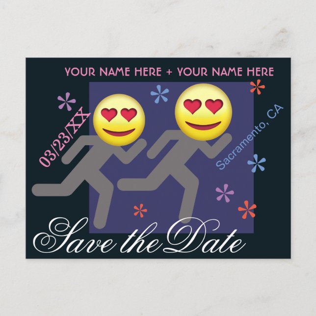 Personalized March to Marriage Save the Date Announcement Postcard (Front)