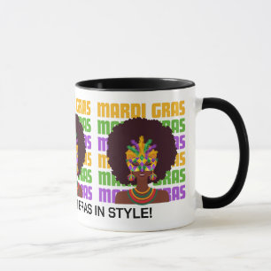Personalized MARDI GRAS Afro Queen Mug