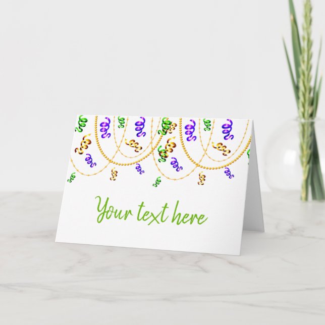 personalized mardi gras carnival confetti fun card (Front)