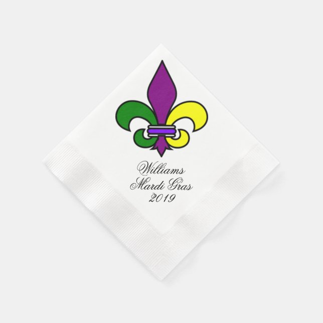 Personalized Mardi Gras Napkins (Corner)