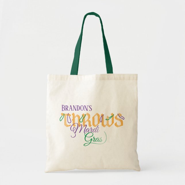 Personalized Mardi Gras Throws Loot Bag (Front)