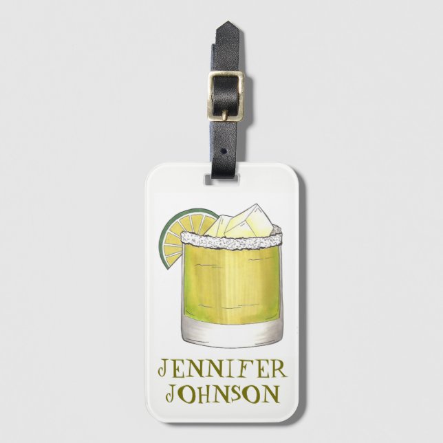 Personalized Margarita Cocktail Foodie Mixed Drink Luggage Tag (Front Vertical)