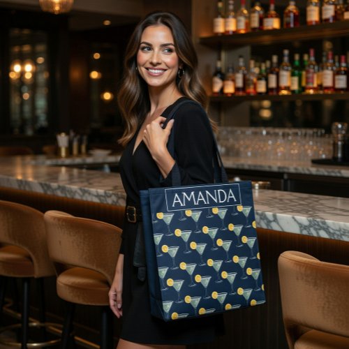 Personalized Margarita Cocktail Pattern Tote Bag