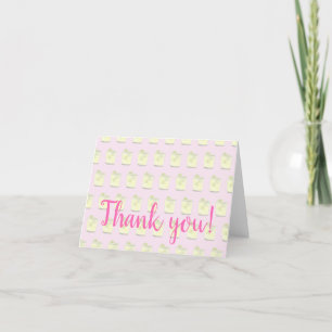 Personalized Margarita Pink Green Girly Letterpress Thank You Card