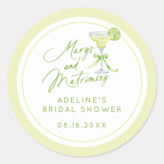 Personalized Margs And Matrimony Bridal Shower Classic Round Sticker