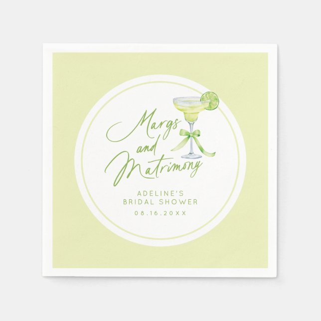 Personalized Margs And Matrimony Bridal Shower Napkins (Front)