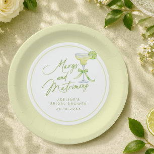 Personalized Margs And Matrimony Bridal Shower Paper Plates