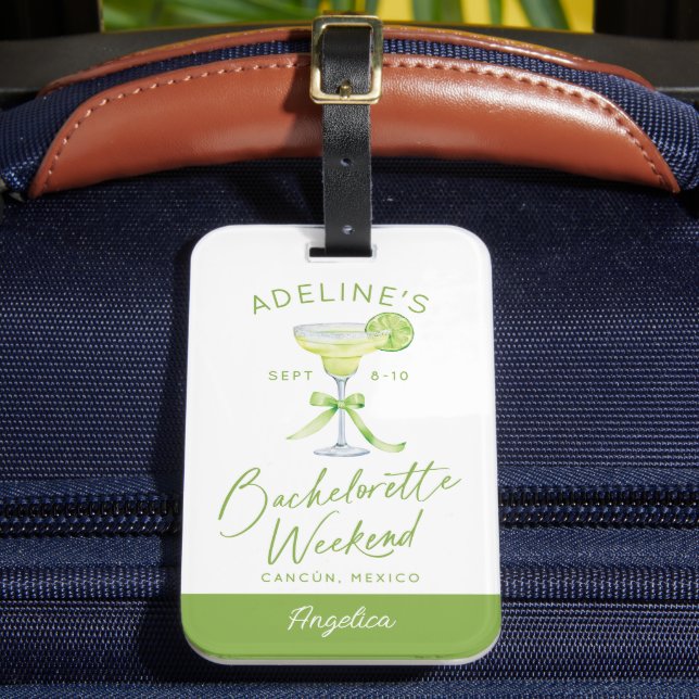 Personalized Margs Matrimony Bachelorette Weekend Luggage Tag (Front Insitu 2)