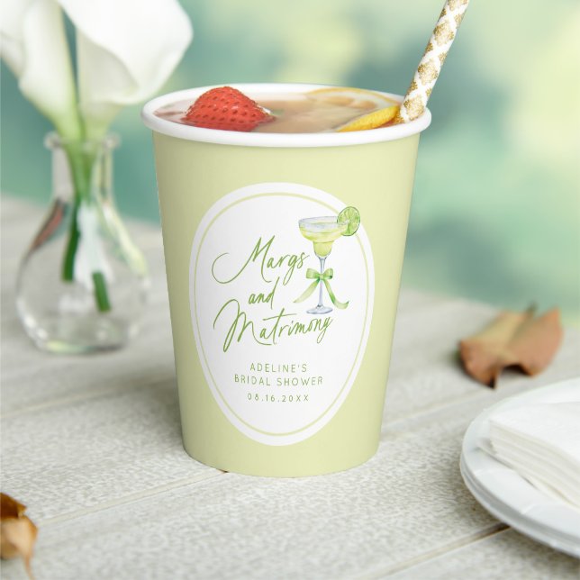 Personalized Margs Matrimony Bridal Shower Paper Cups (Insitu)